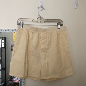 Yellow and White Seersucker Pinstriped Shorts